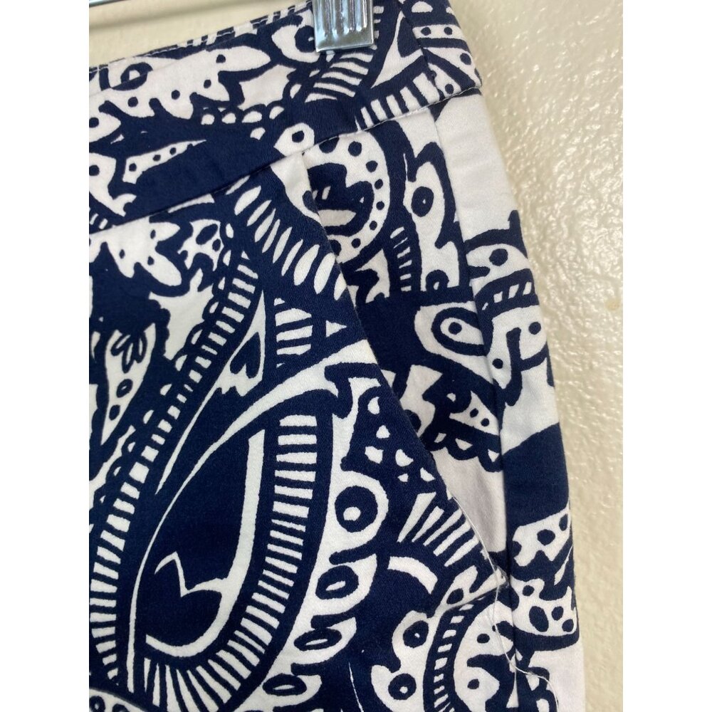 💜 Kenji Blue White Floral Paisley Womens Shorts size 4 Vacation Coastal nautical - Picture 11 of 16